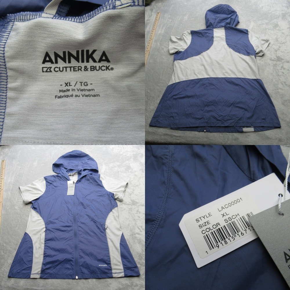 Annika Cutter & Buck Golf Jacket Women XL Purple Short Sleeve Hooded Light NEW
